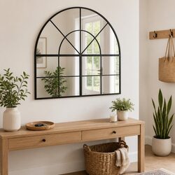 Functional Black Arch Wall Mirror for Home Use 100x90 cm