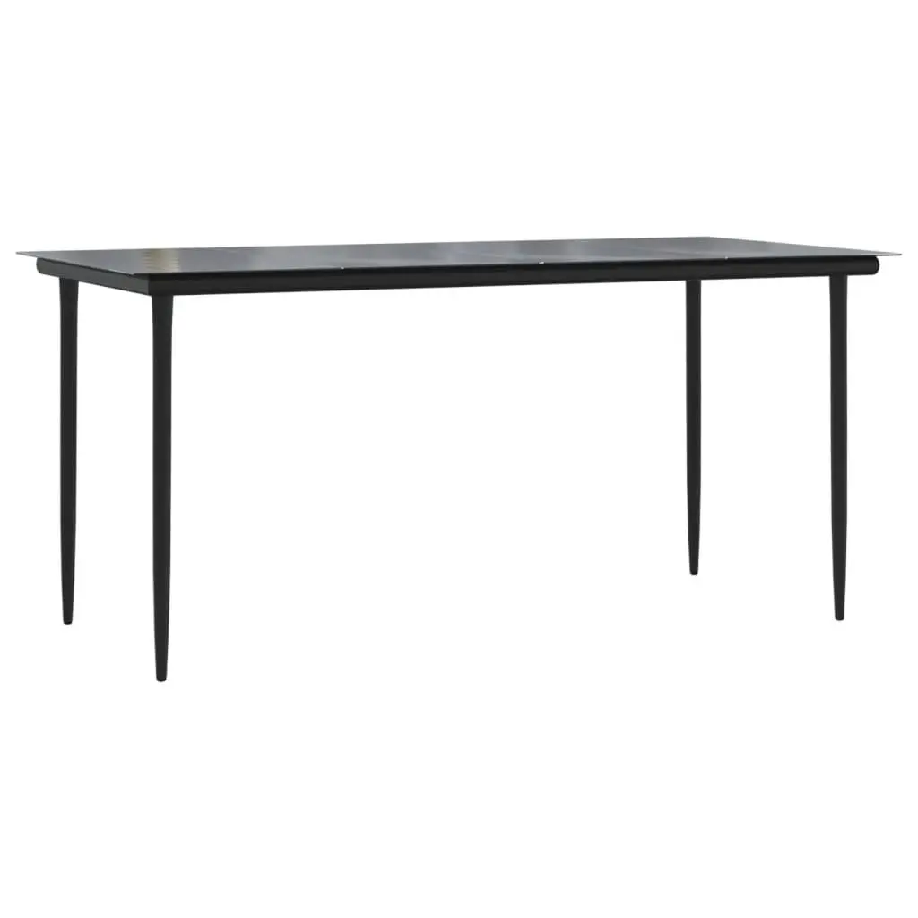Garden Dining Set Powder-coated Steel 7 Piece Black Patio Furniture
