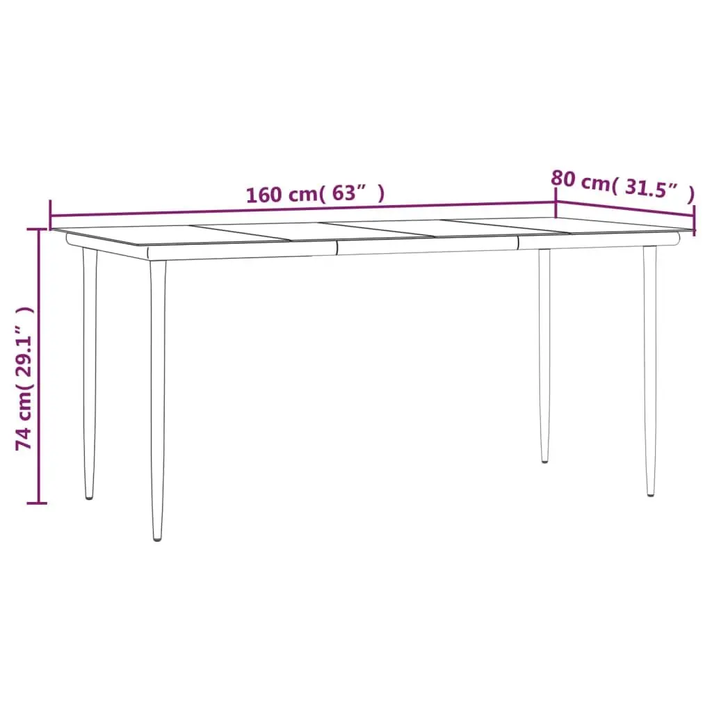 Garden Dining Set Powder-coated Steel 7 Piece Black Patio Furniture