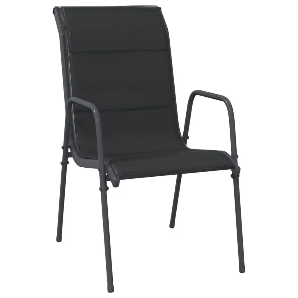Outdoor Dining Set 5 Piece Garden Furniture Black Steel Textilene Chairs Table
