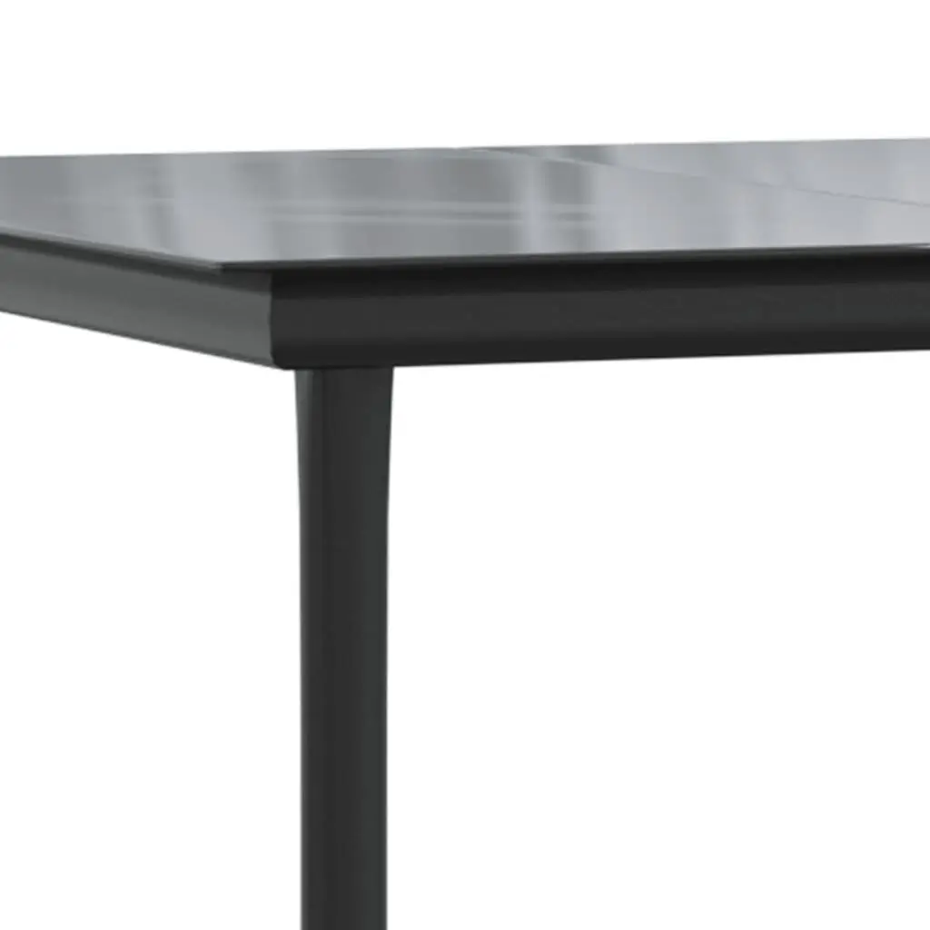 Outdoor Dining Set 5 Piece Black Steel Textilene Chairs Tempered Glass Table