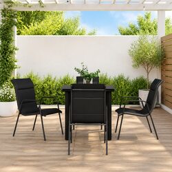 Garden Dining Set 5 Piece Black Outdoor Furniture Armchairs Table Patio
