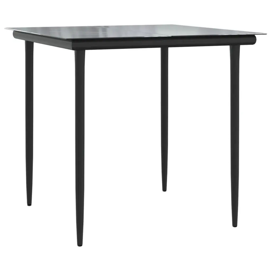 Garden Dining Set 5 Piece Black Steel Textilene Chairs Table