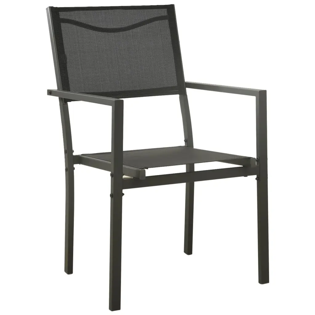 Garden Dining Set Steel 5 Piece Black Textilene Chairs Table Outdoor Furniture