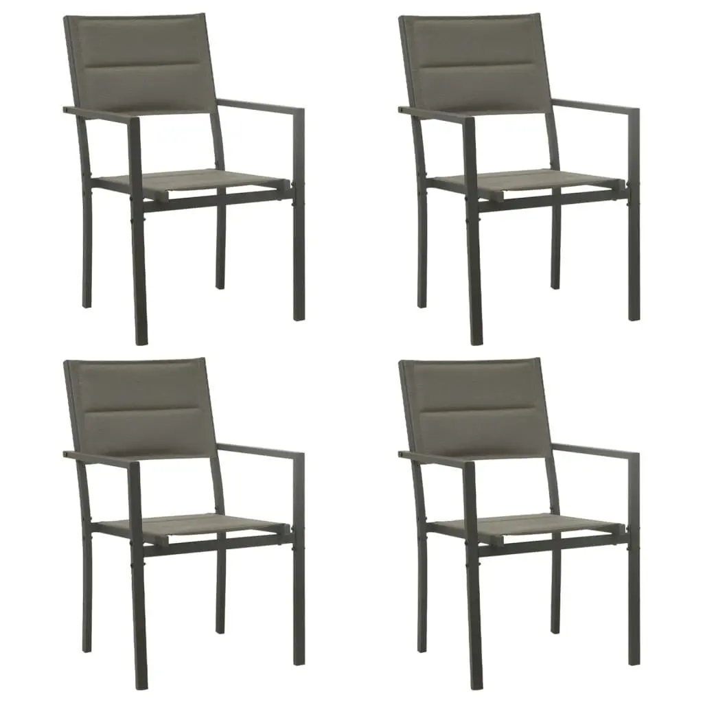 Outdoor Dining Set 5 Piece Steel Table Textilene Chairs Black Patio Furniture
