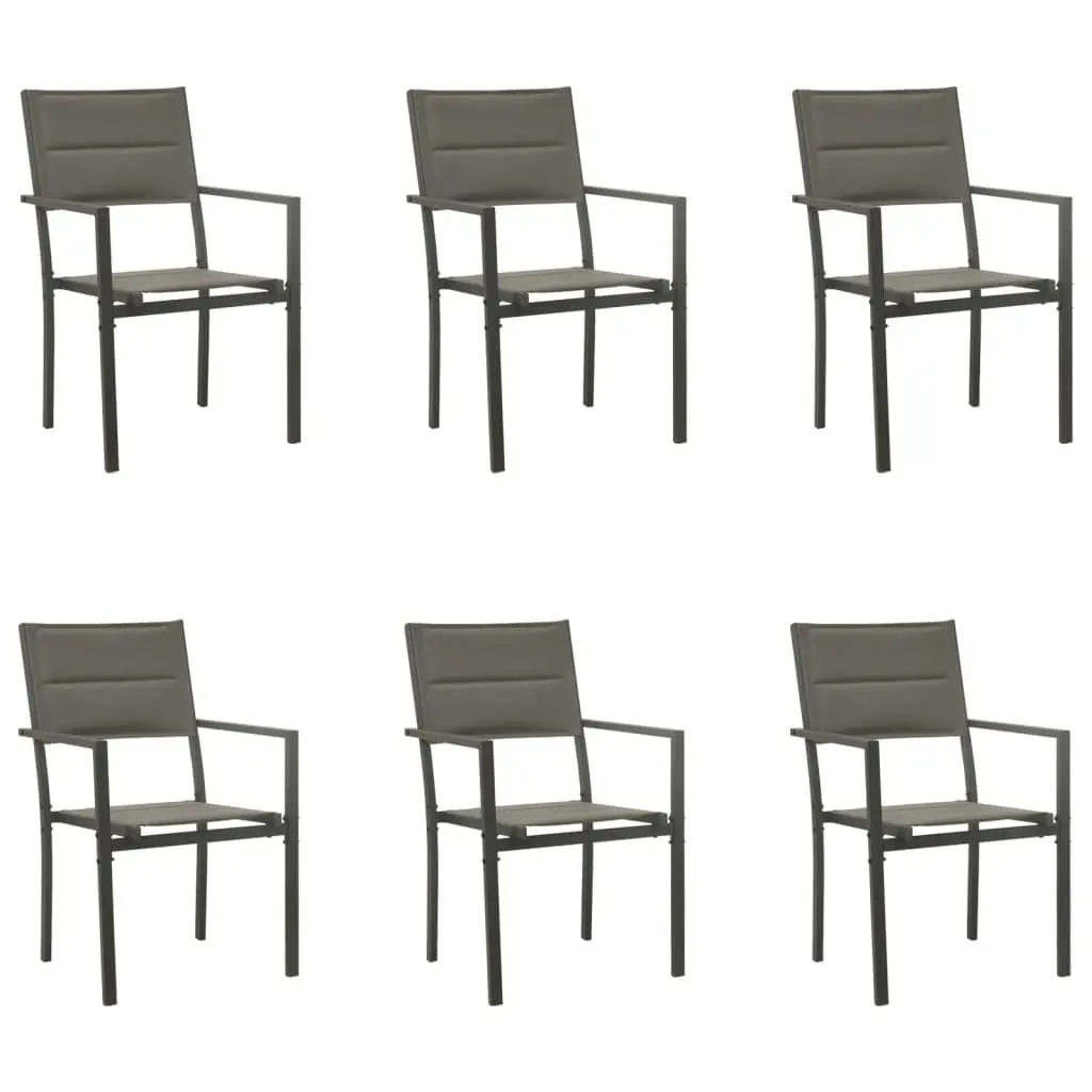 Garden Dining Set 7 Piece Outdoor Furniture Black Steel Textilene Chairs Table