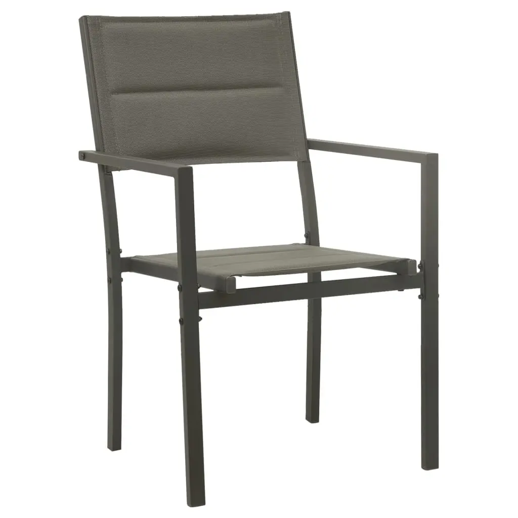 Garden Dining Set 5 Piece Black Steel Textilene Chairs Table Outdoor Patio