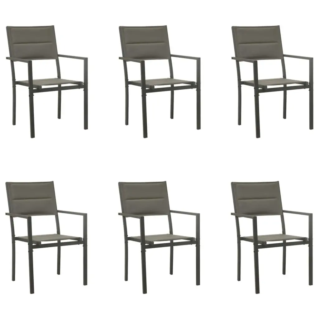 7 Piece Outdoor Garden Dining Set Black Steel Chairs Table Patio Furniture