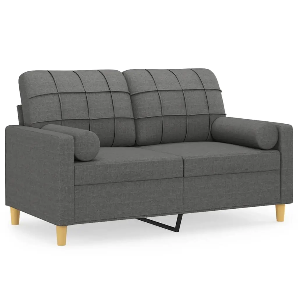 2-Seater Sofa Grey Fabric Modern Couch Metal Frame Living Room Furniture