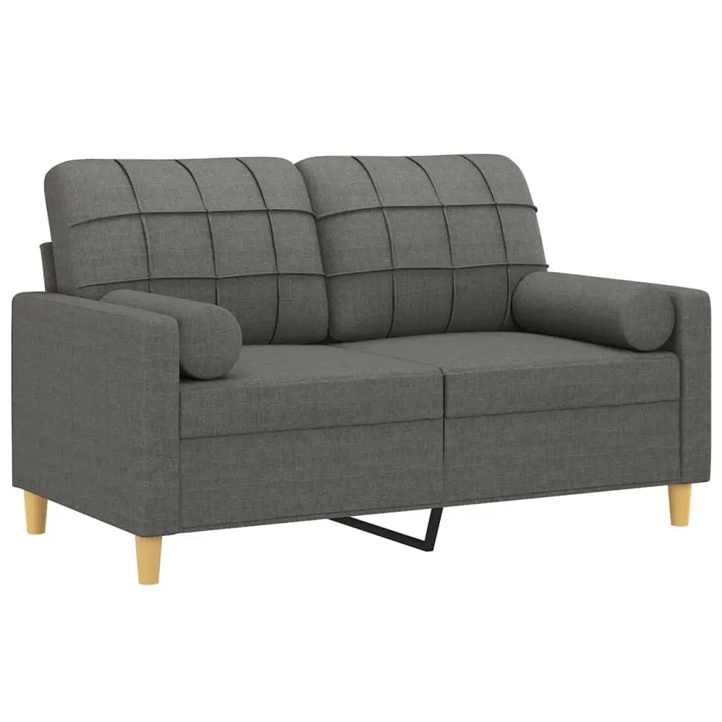 2-Seater Sofa Grey Fabric Modern Couch Metal Frame Living Room Furniture