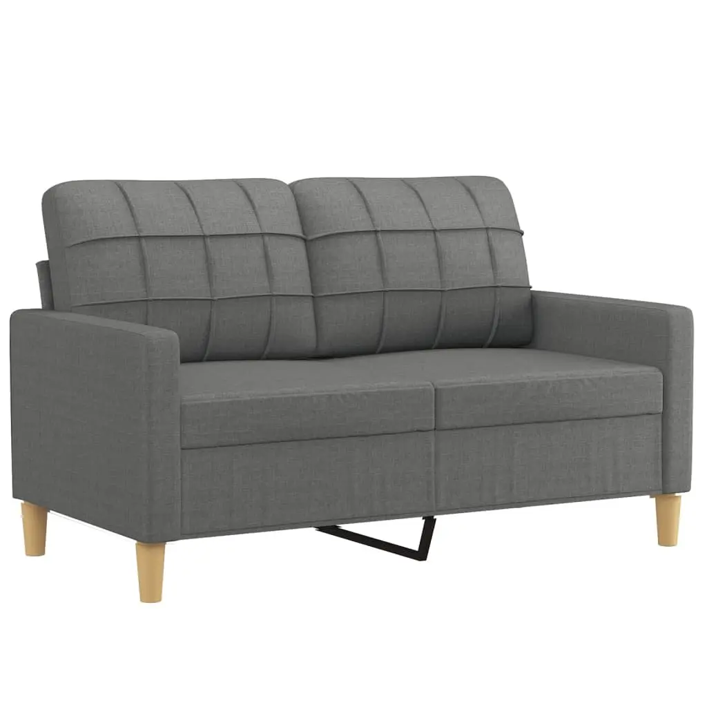 2-Seater Sofa Grey Fabric Modern Couch Metal Frame Living Room Furniture