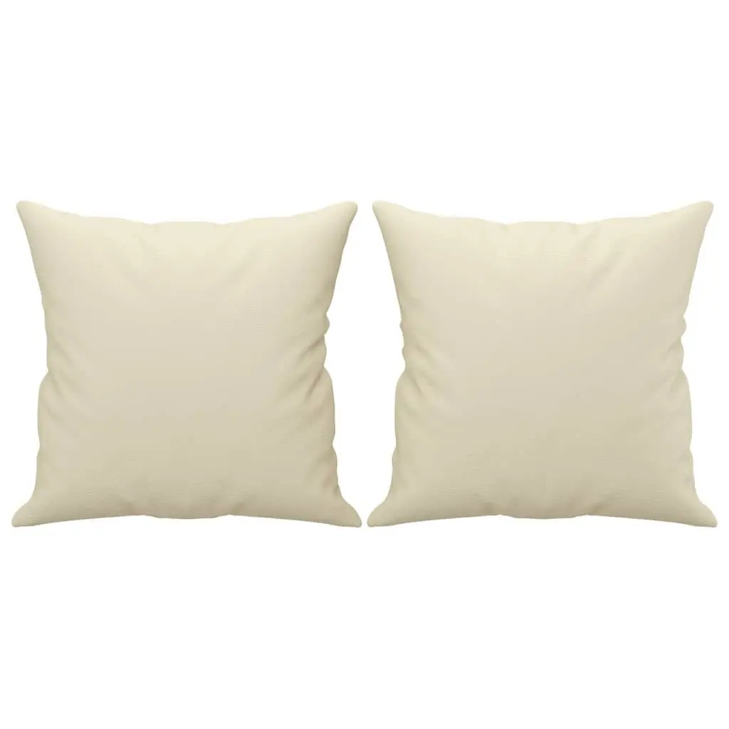 2-Seater Sofa Faux Leather 120cm Cream with Throw Pillows