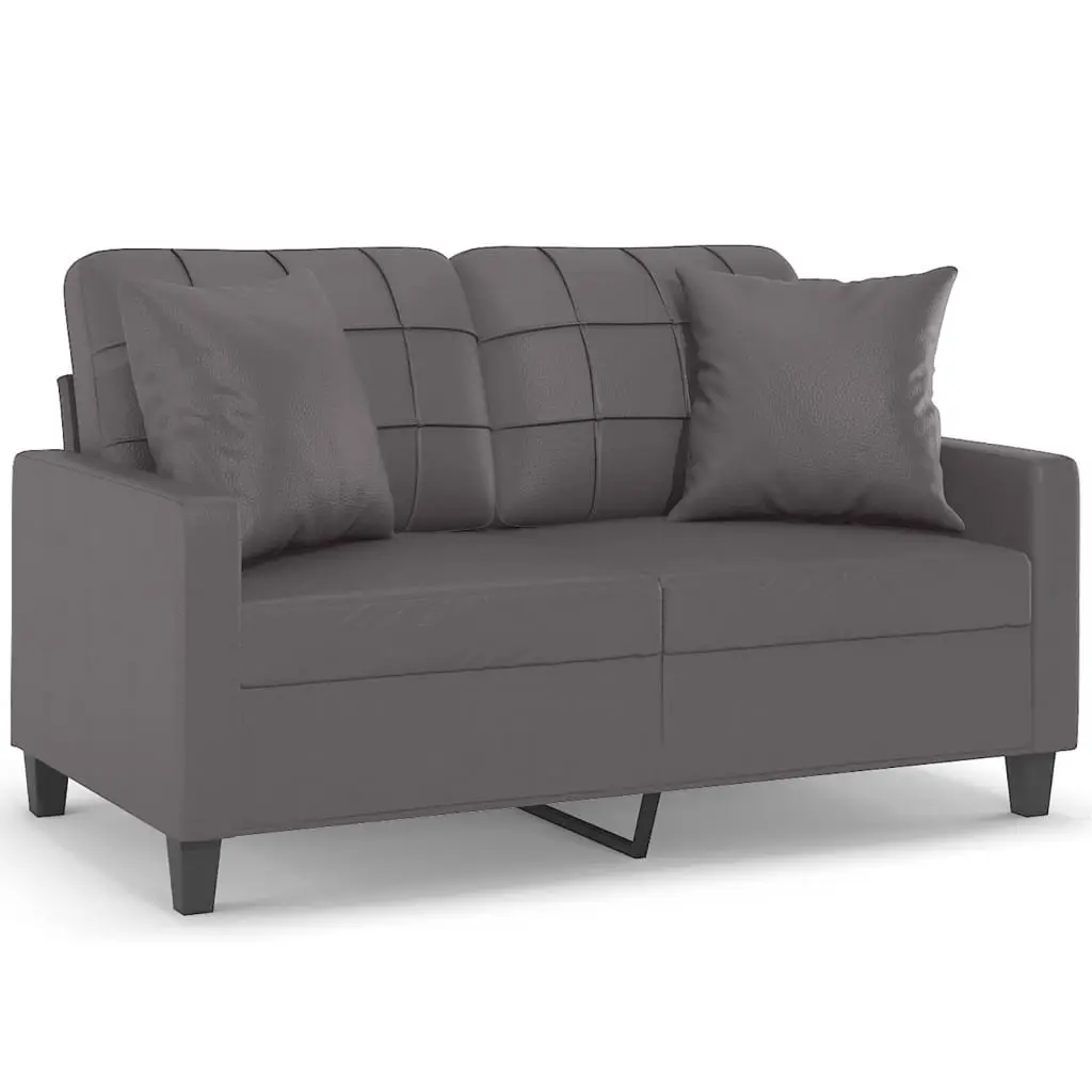 2-Seater Sofa Faux Leather 120cm Grey Modern Lounge Couch