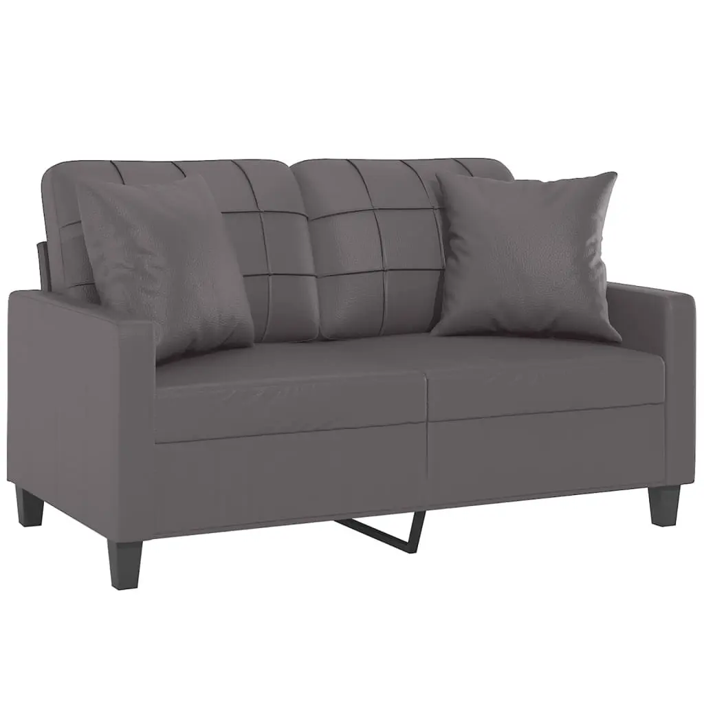 2-Seater Sofa Faux Leather 120cm Grey Modern Lounge Couch