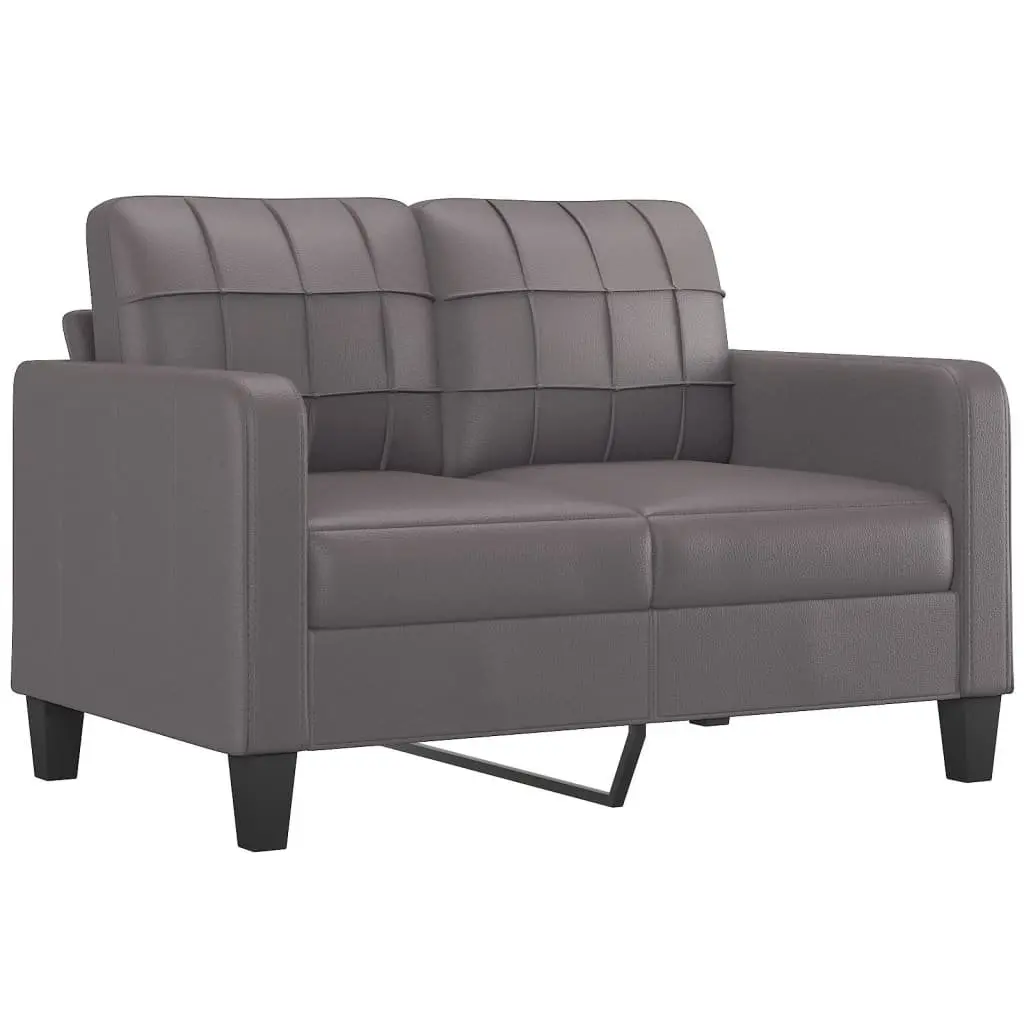 2-Seater Sofa Faux Leather 120cm Grey Modern Lounge Couch