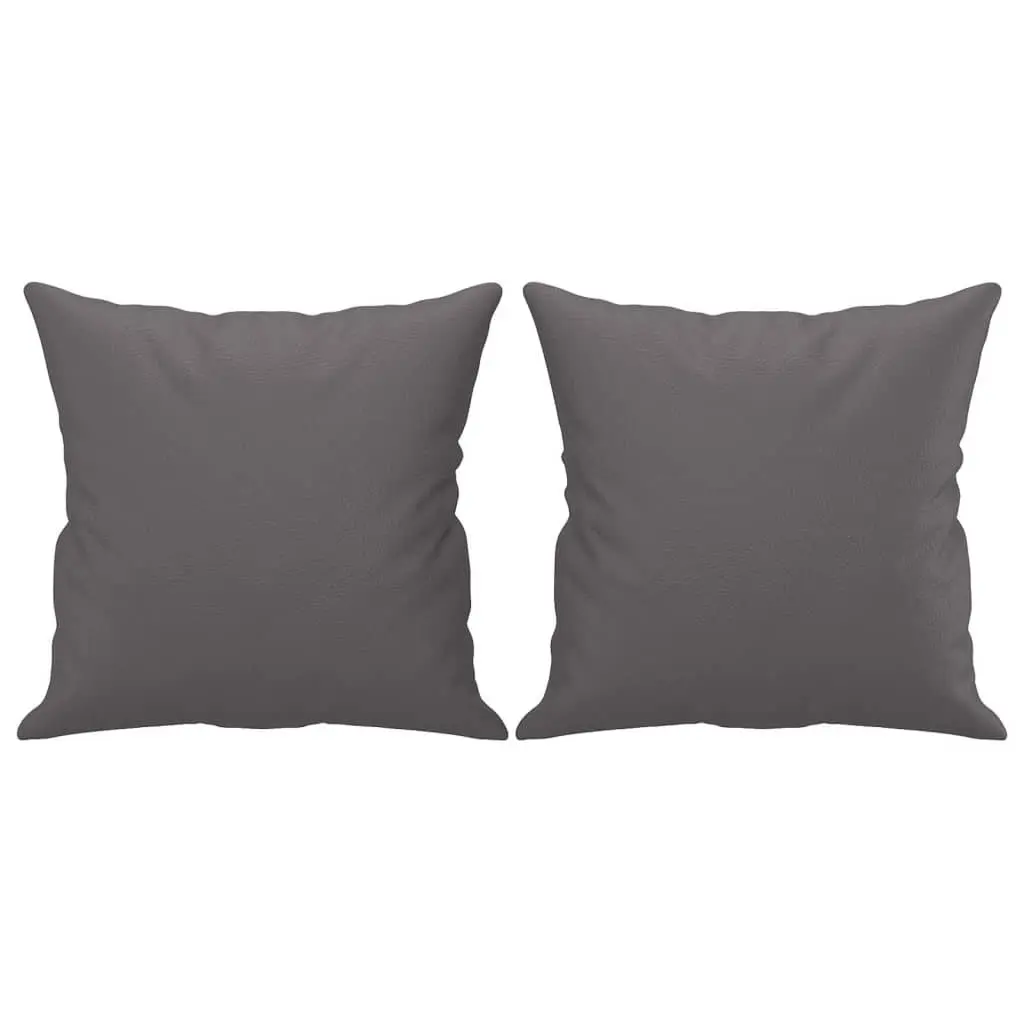 2-Seater Sofa Grey Faux Leather Lounge Couch with Throw Pillows 140cm Living