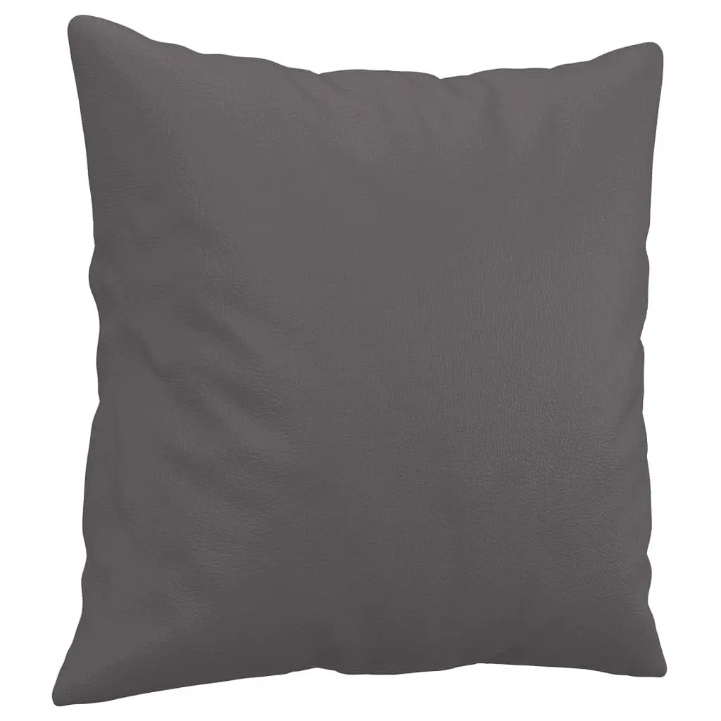 2-Seater Sofa Grey Faux Leather Lounge Couch with Throw Pillows 140cm Living