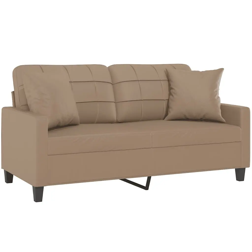2-Seater Sofa Faux Leather 140cm Brown Modern Lounge Couch