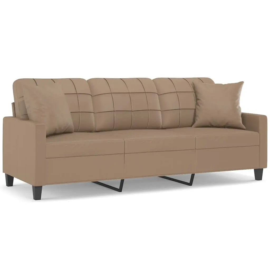 3-Seater Sofa Brown Faux Leather 180cm Modern Lounge Couch