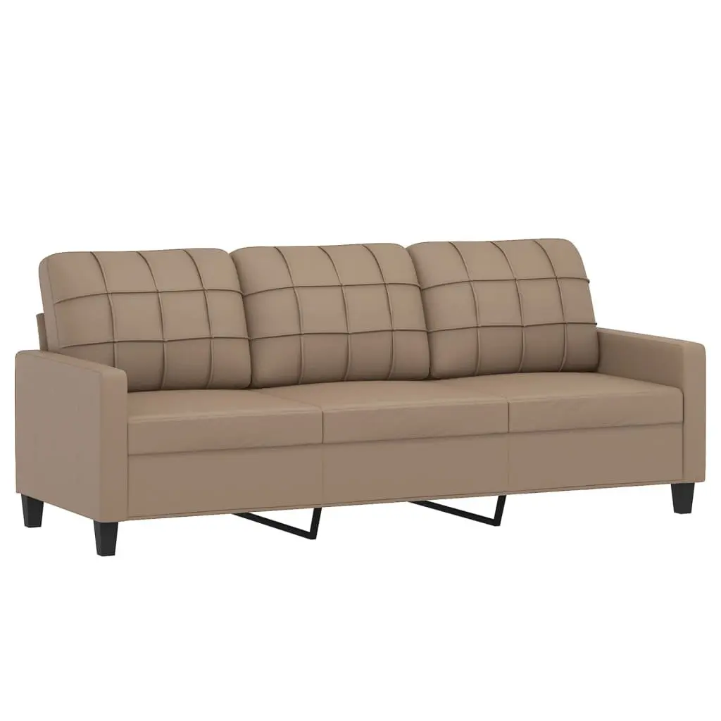 3-Seater Sofa Brown Faux Leather 180cm Modern Lounge Couch