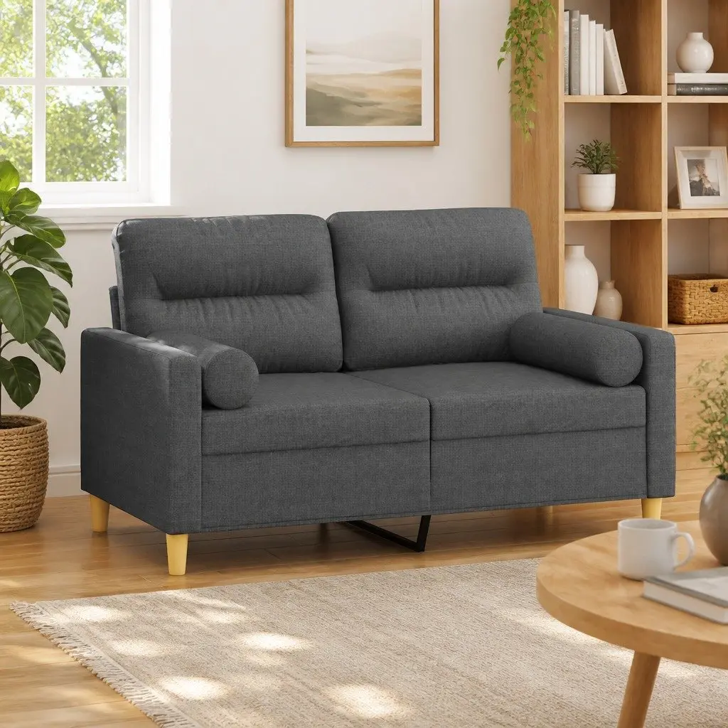 2-Seater Sofa Grey Fabric 120cm Modern Lounge Couch