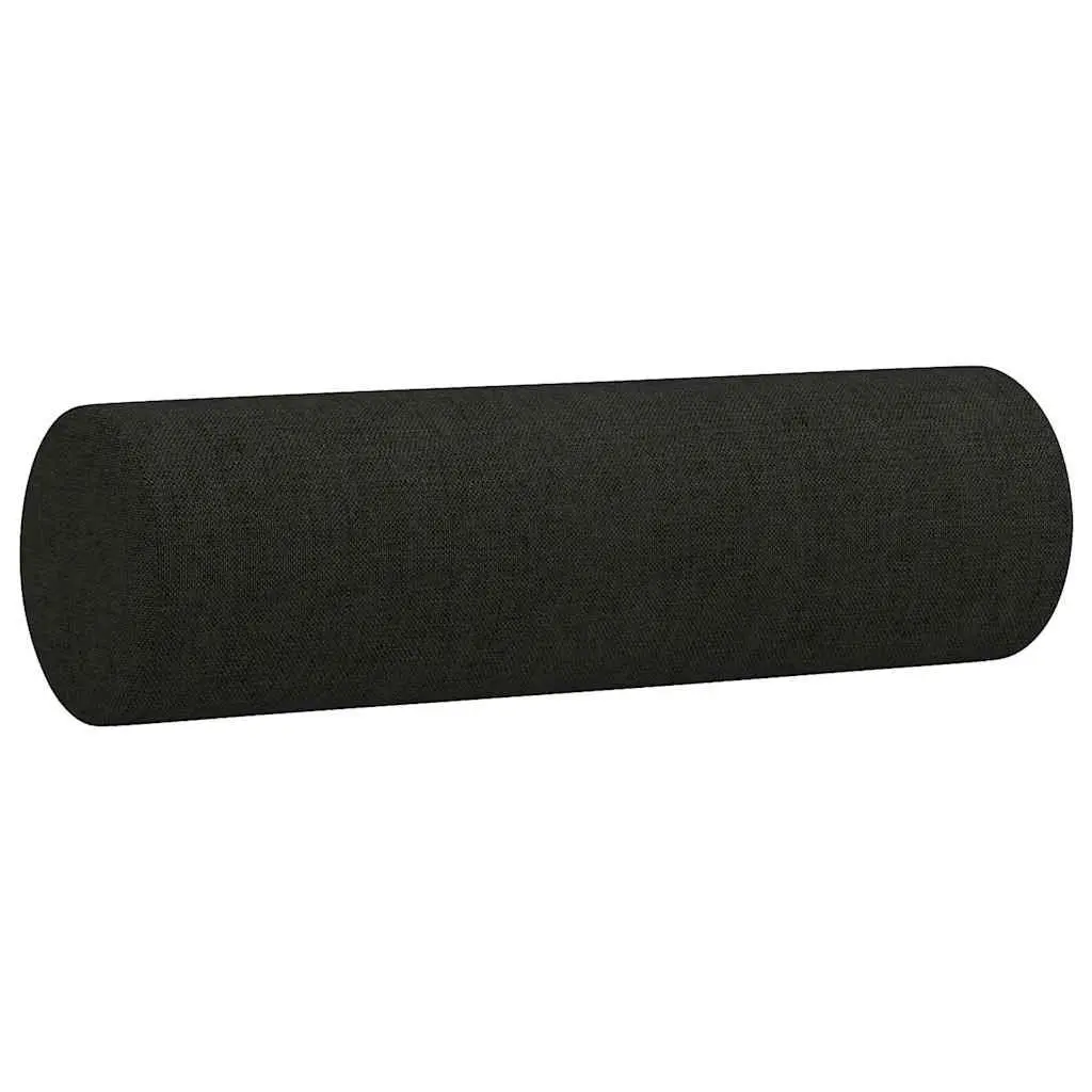 3-Seater Sofa Black Fabric Modern Living Room Couch with Throw Pillows 180cm