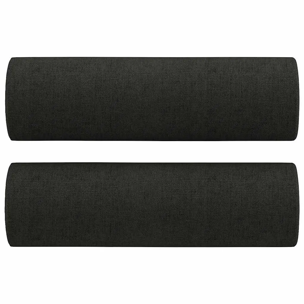 2-Seater Sofa Black 140cm Modern Lounge Furniture with Throw Pillows Fabric