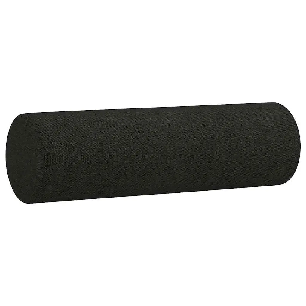3-Seater Sofa Black Fabric Lounge Couch Modern Design with Throw Pillows 180cm