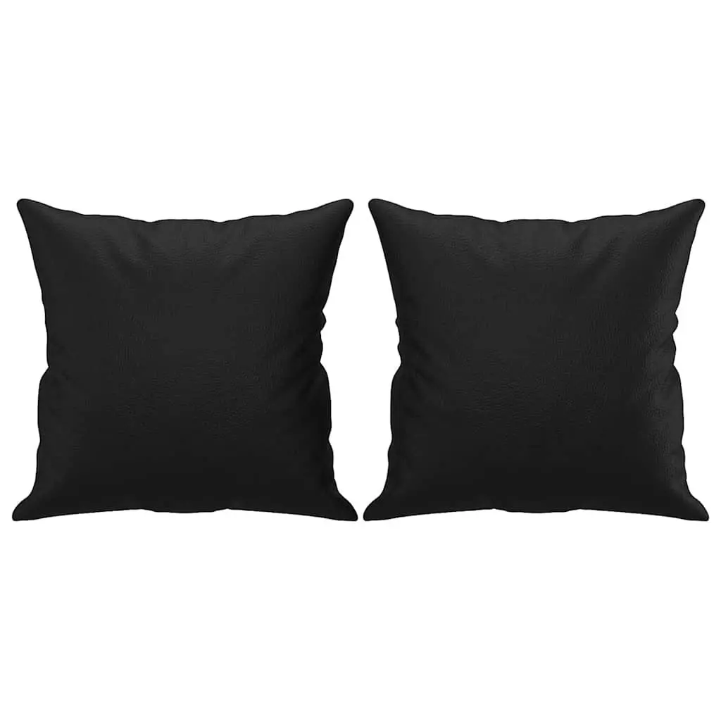 2-Seater Sofa Black Faux Leather Modern Design 120cm Lounge with Throw Pillows