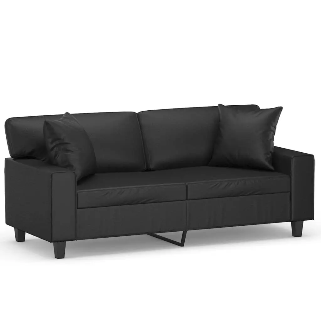 2-Seater Sofa Faux Leather 140cm Black Modern Lounge Couch