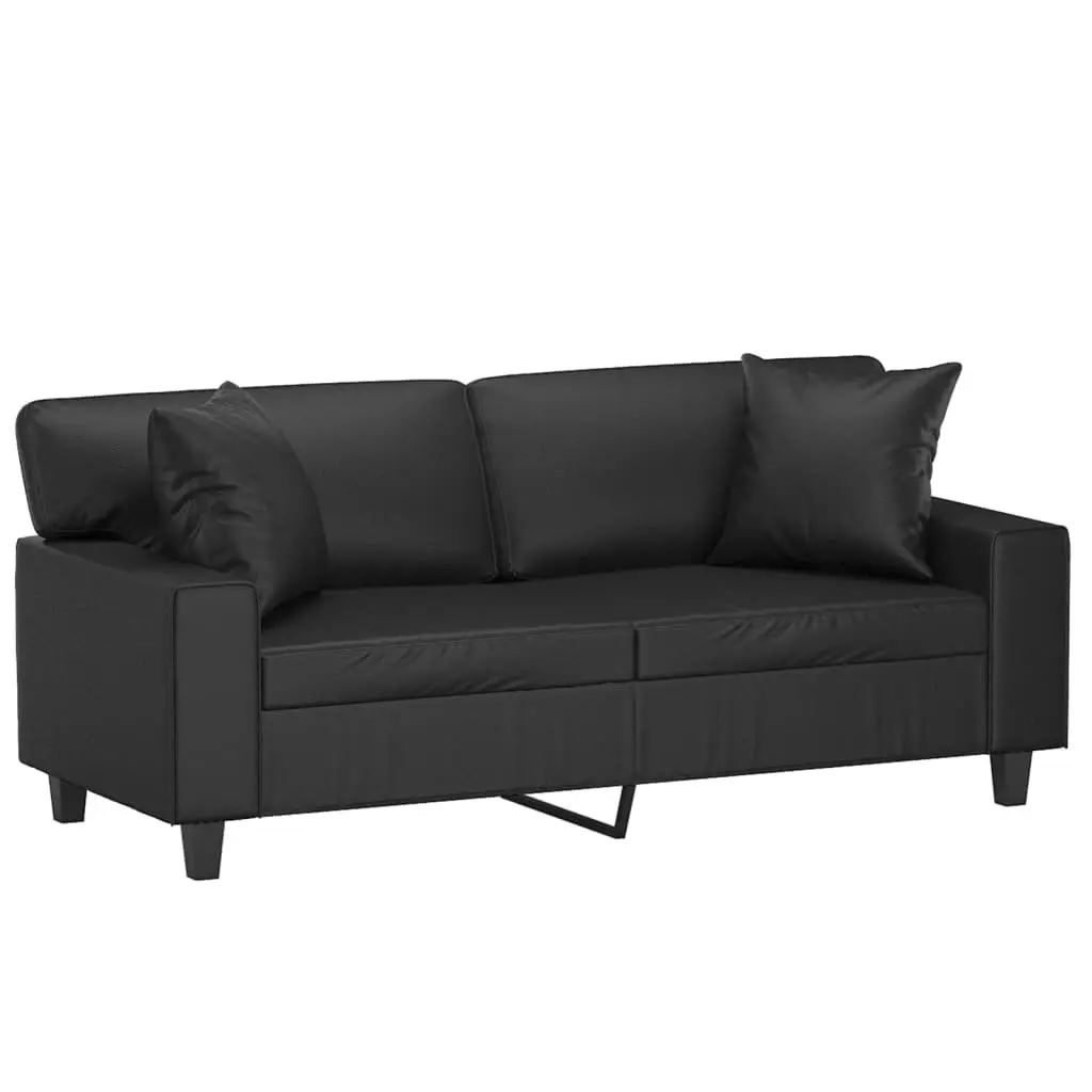 2-Seater Sofa Faux Leather 140cm Black Modern Lounge Couch