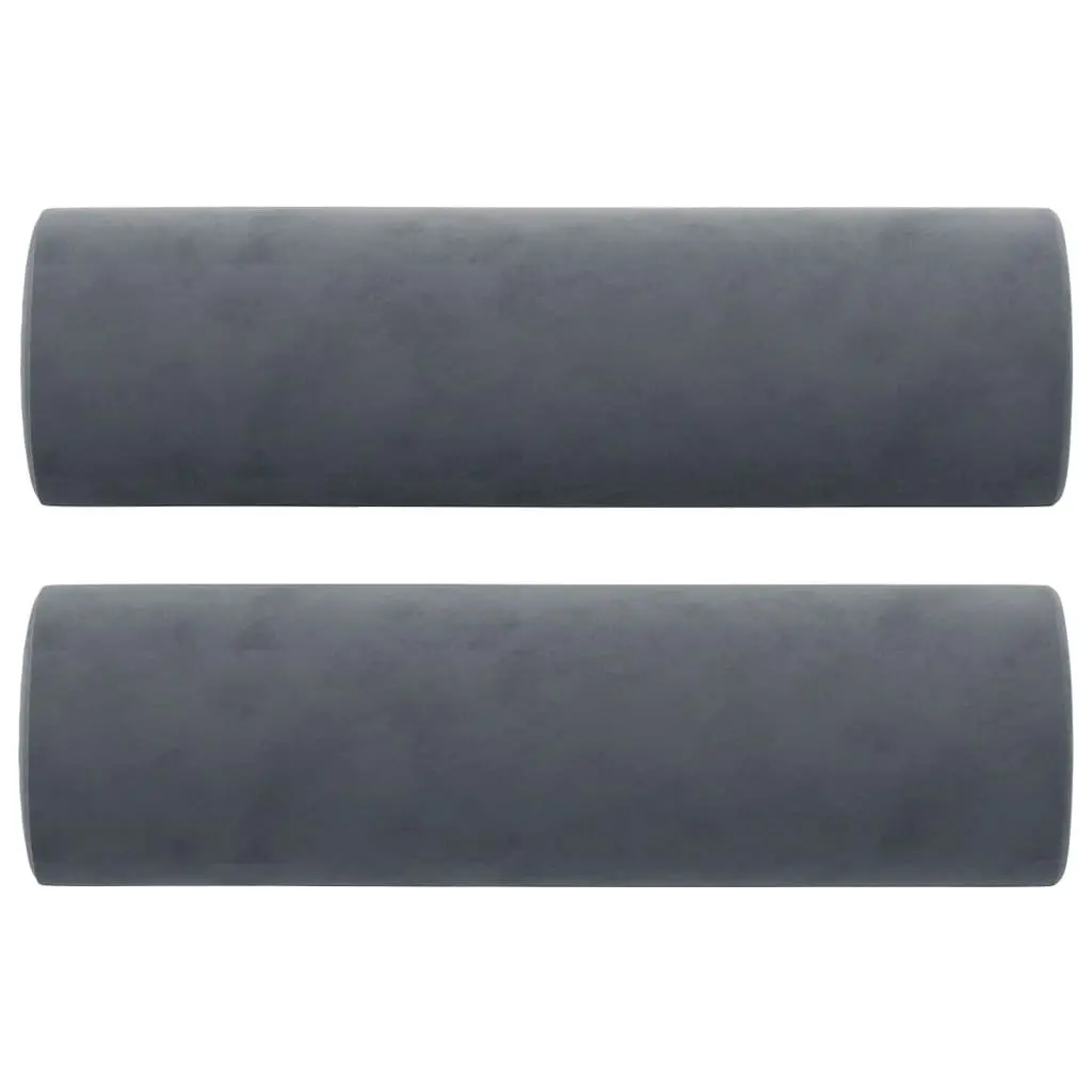 2-Seater Sofa Grey Velvet Modern Living Room Lounge Couch with Throw Pillows