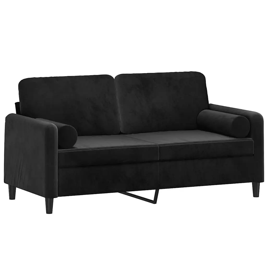 2-Seater Sofa Velvet Black 140cm Modern Couch