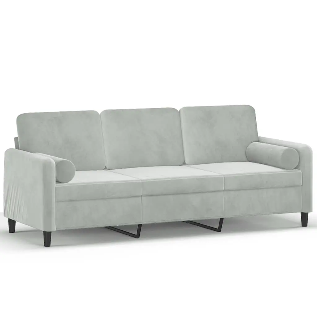 3-Seater Sofa Velvet 180cm Grey Modern Lounge Couch