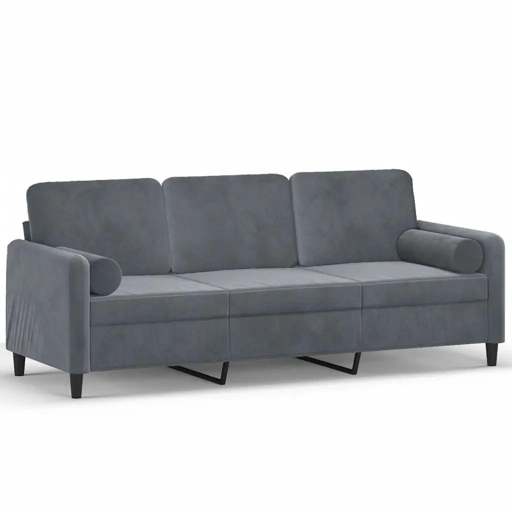 3-Seater Sofa Velvet Grey Modern Lounge Couch