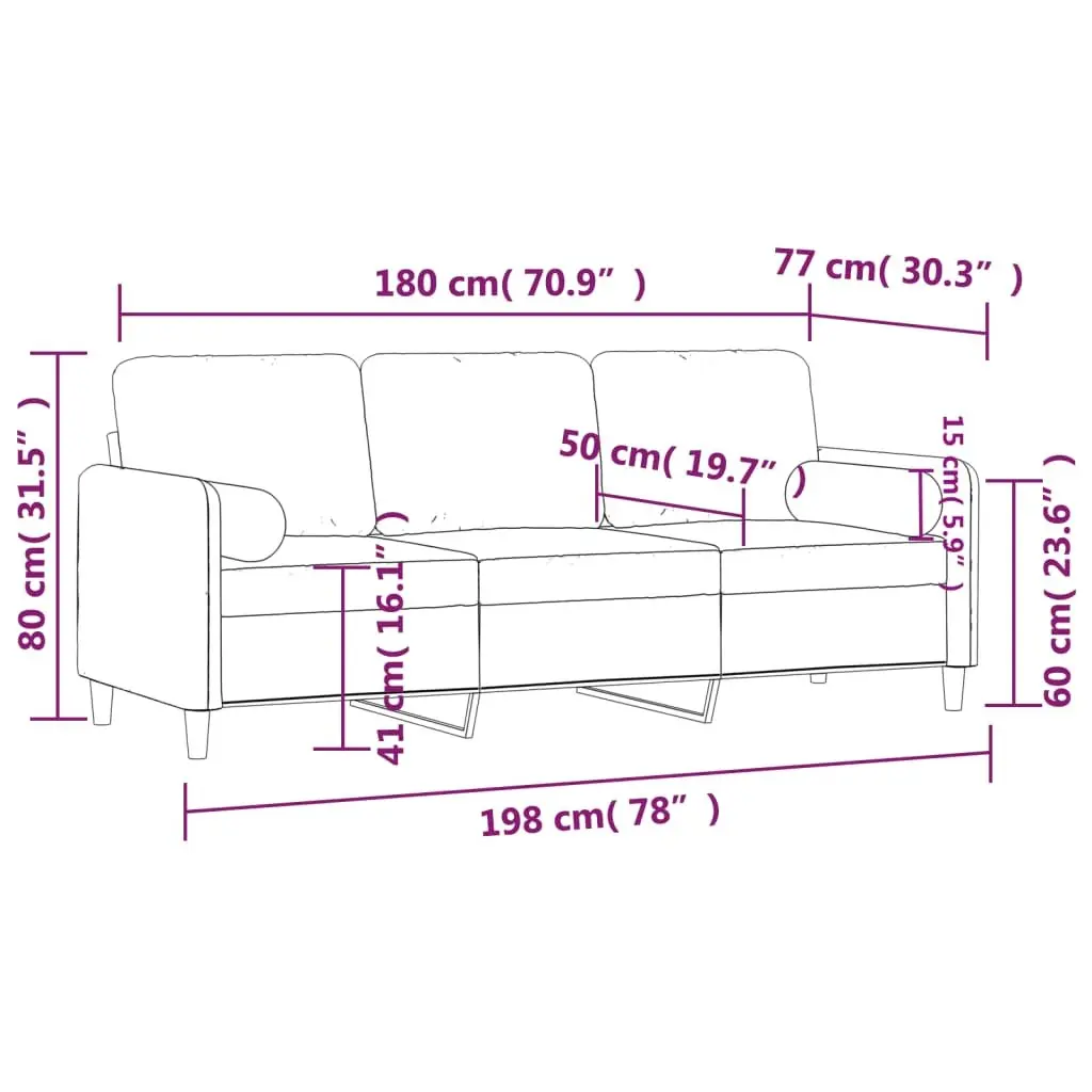 3-Seater Sofa Velvet Grey Modern Lounge Couch