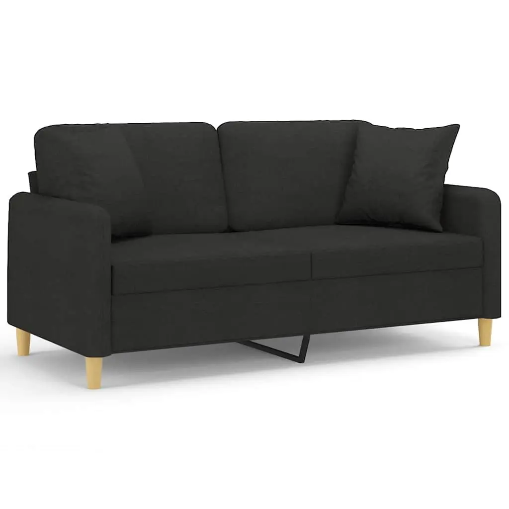 2-Seater Sofa Black Fabric 140cm Modern Lounge Couch