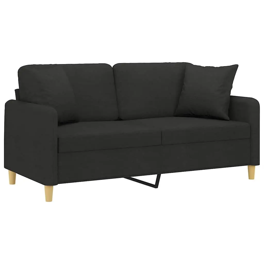2-Seater Sofa Black Fabric 140cm Modern Lounge Couch