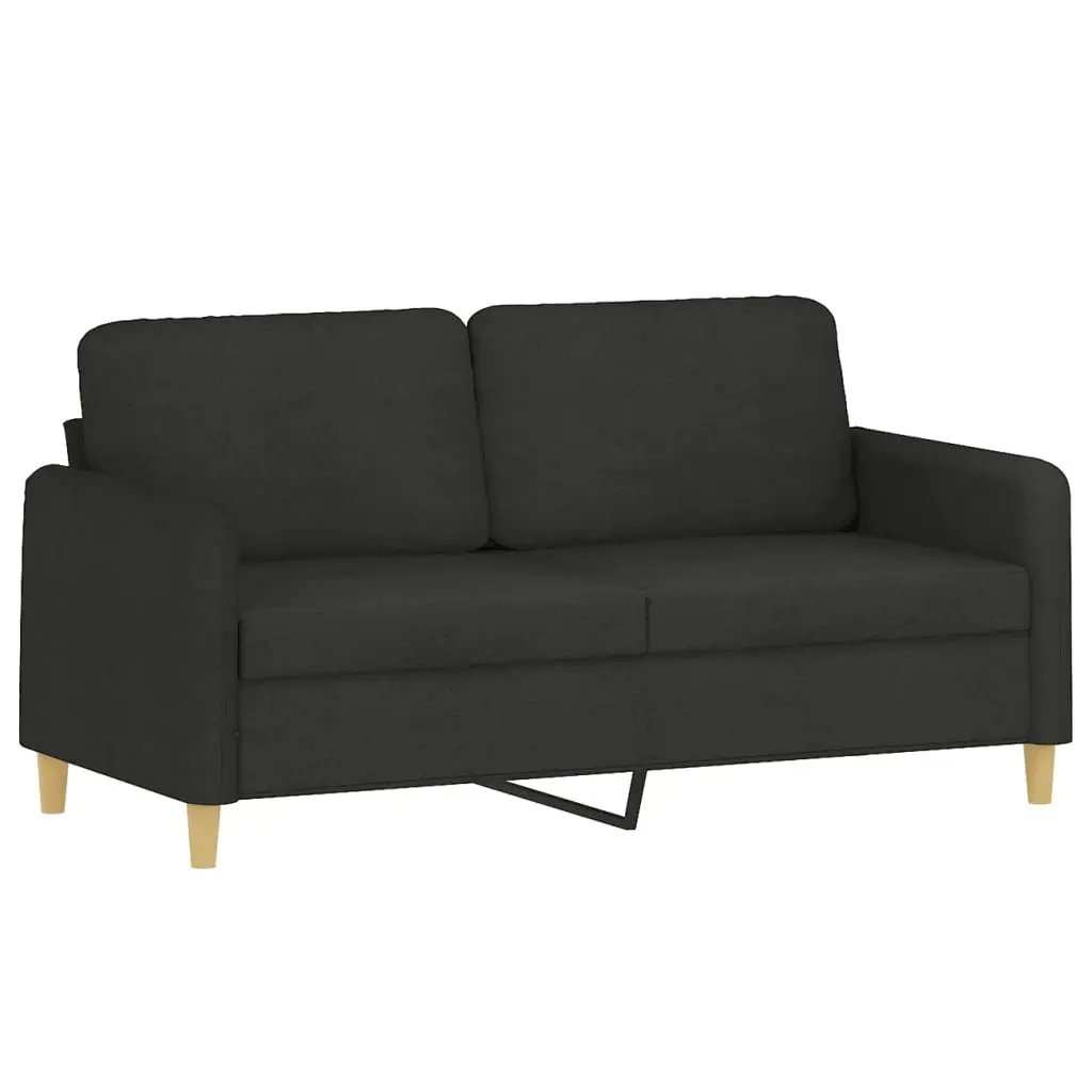 2-Seater Sofa Black Fabric 140cm Modern Lounge Couch