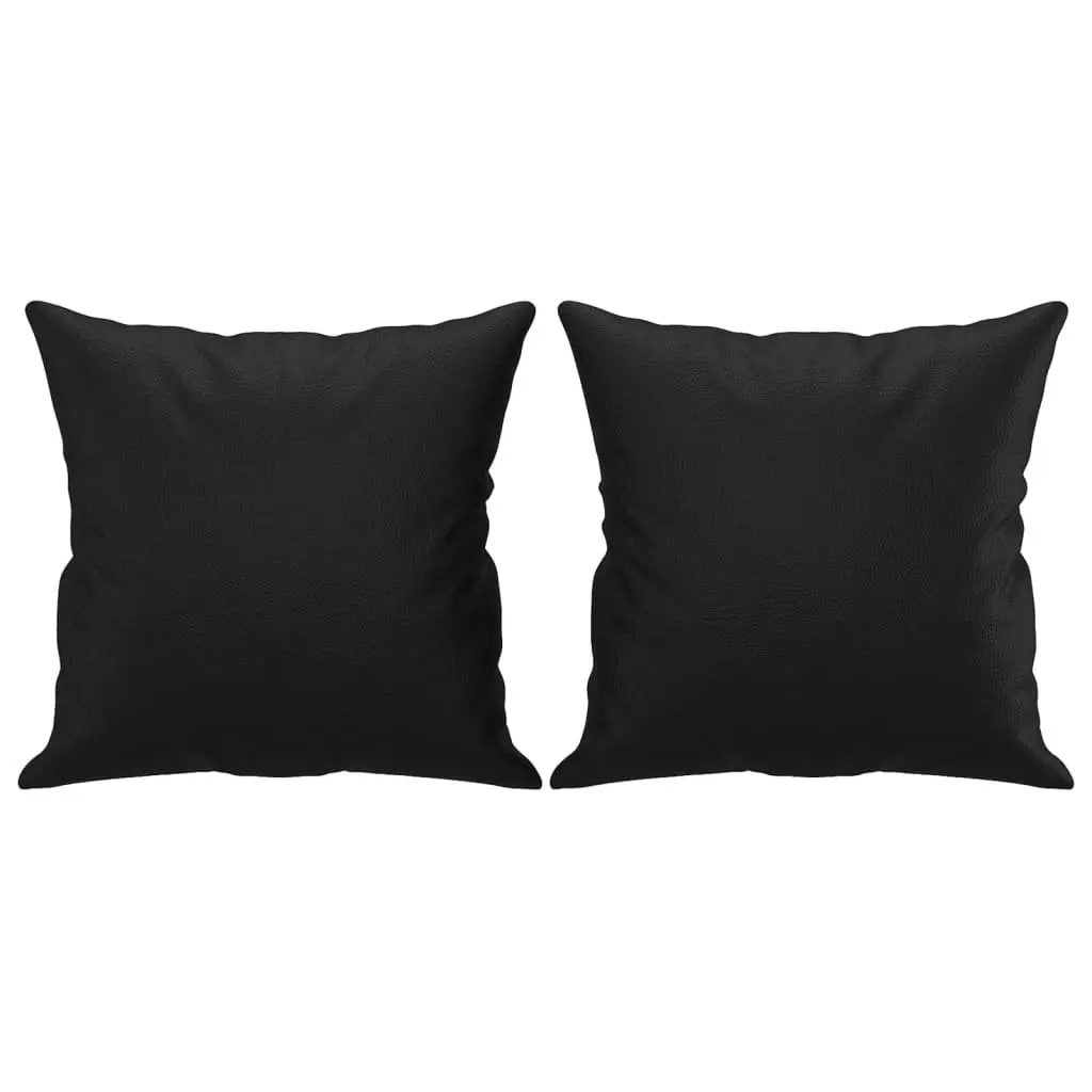 2-Seater Sofa Faux Leather 140cm Black Modern Lounge with Throw Pillows