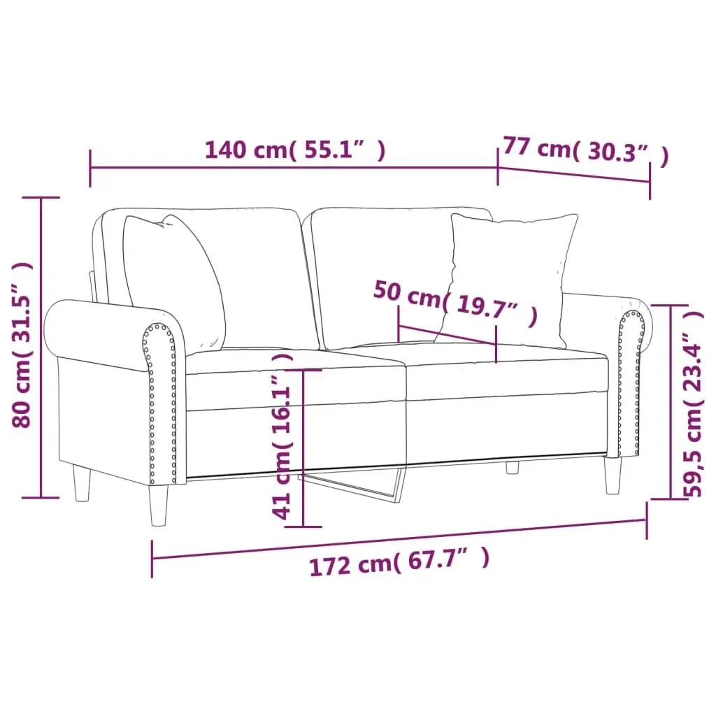 2-Seater Sofa Faux Leather 140cm Black Modern Lounge with Throw Pillows