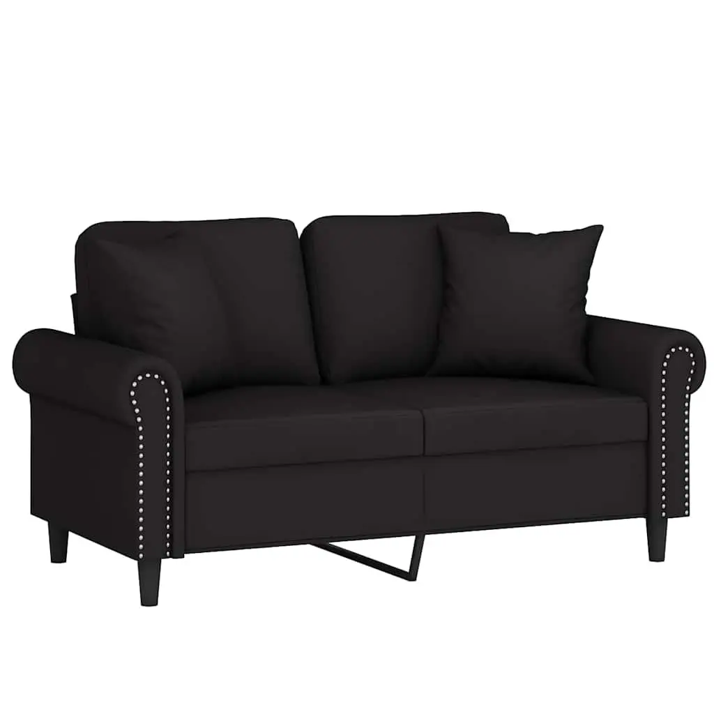 Lounge Couch Black Velvet 120cm 2-Seater Sofa with Decorative Throw Pillows