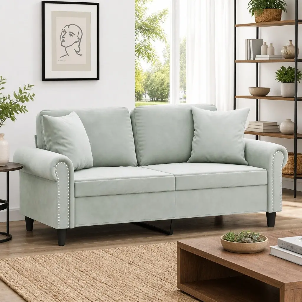 2-Seater Sofa Velvet 140cm Grey Modern