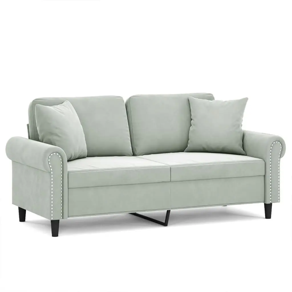 2-Seater Sofa Velvet 140cm Grey Modern