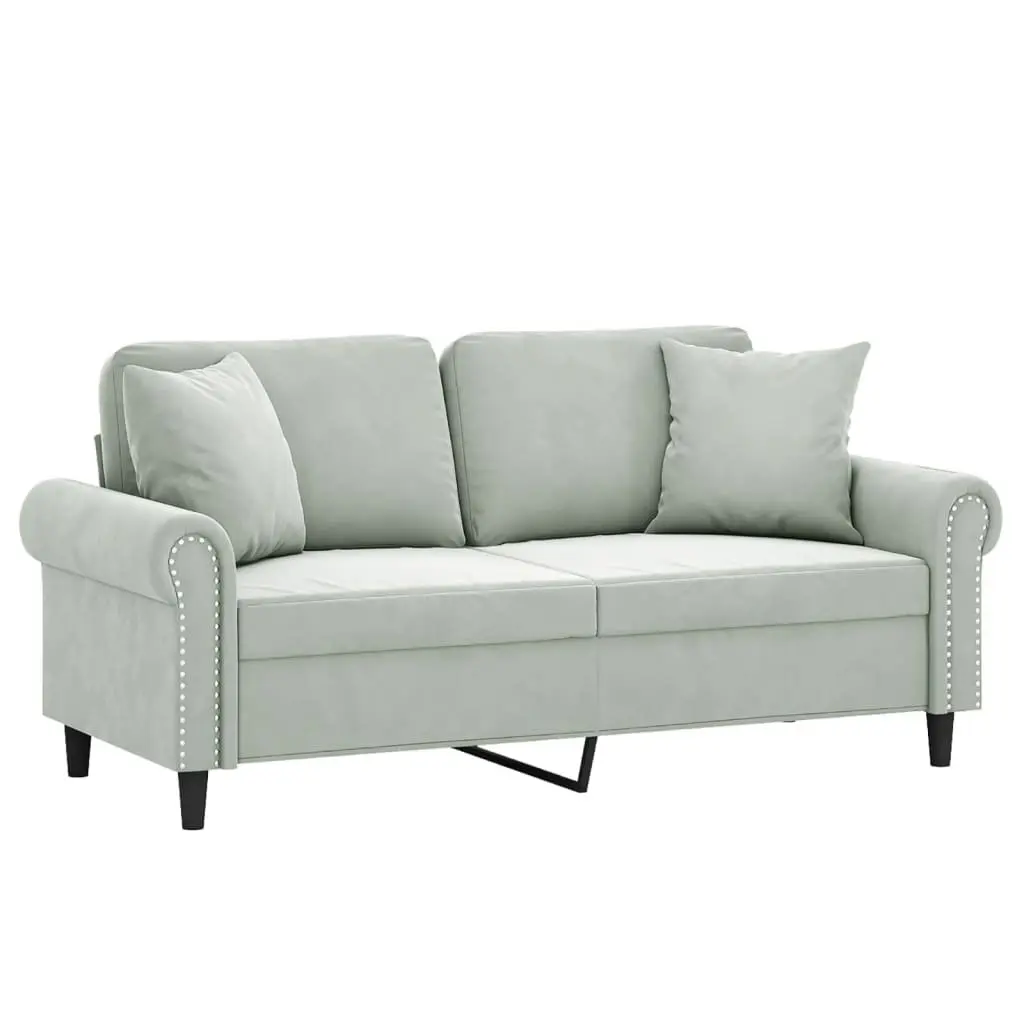 2-Seater Sofa Velvet 140cm Grey Modern