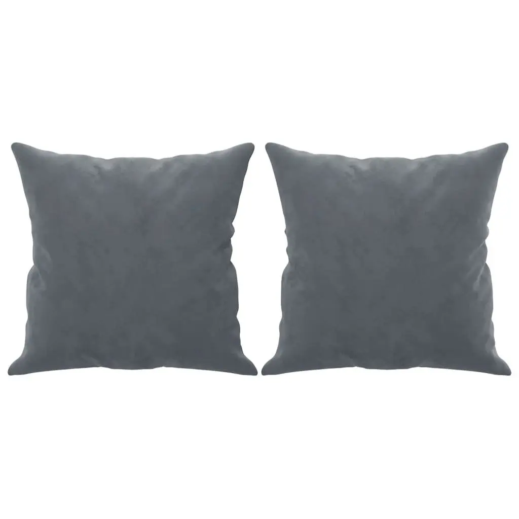 2-Seater Lounge Sofa Modern Grey Velvet Living Room Furniture with Throw Pillows