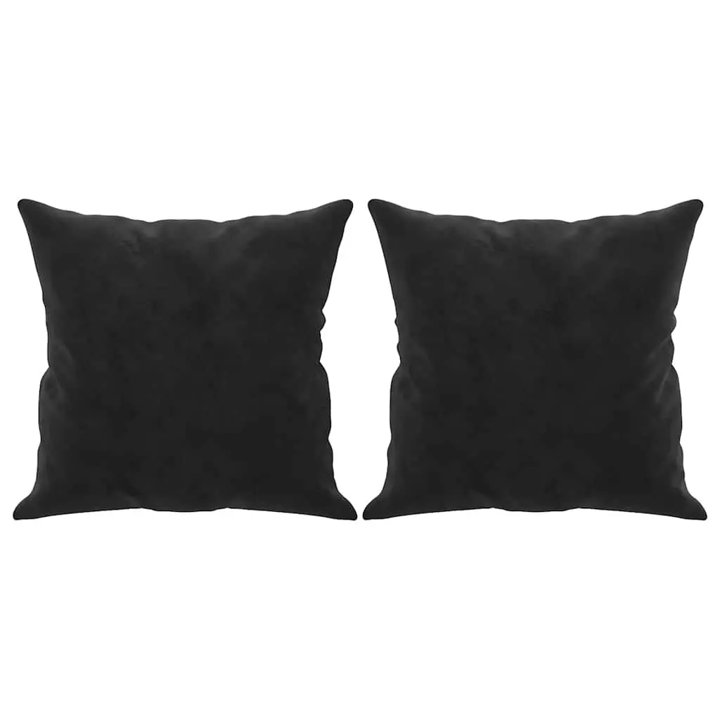 3 Seater Velvet Sofa Black 180cm Modern Couch with Pillows