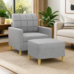 Versatile Grey Sofa Chair and Footstool for Your Home
