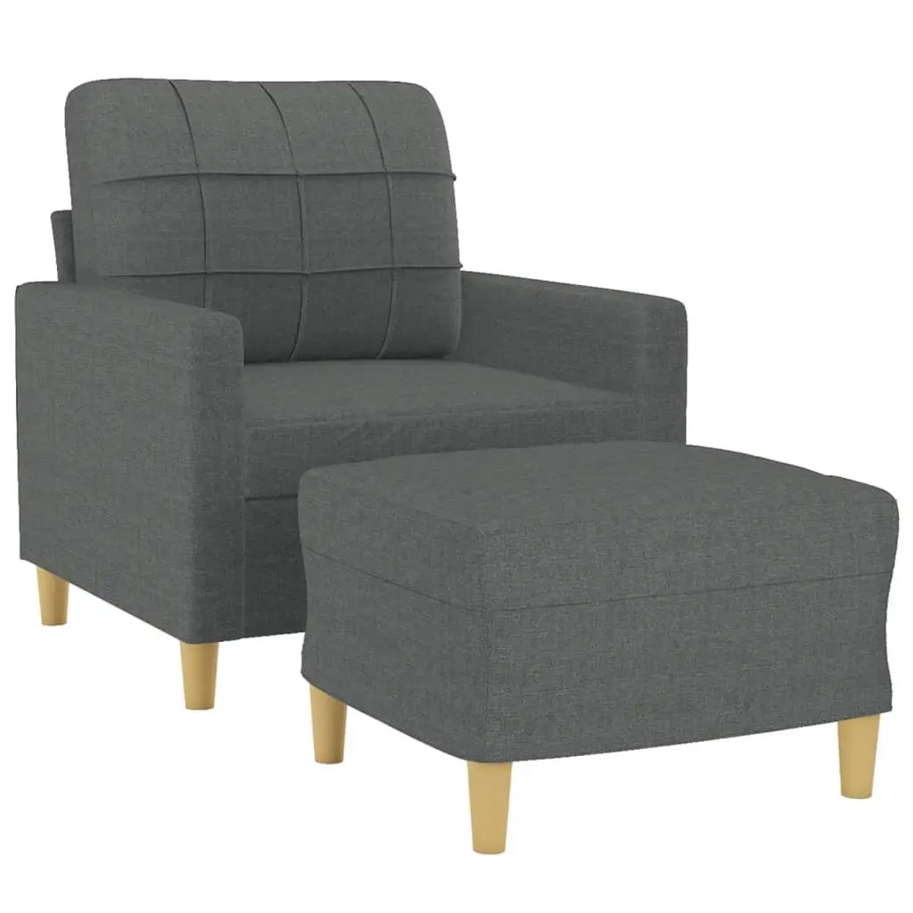Grey Fabric Chair with Footstool for Home Use