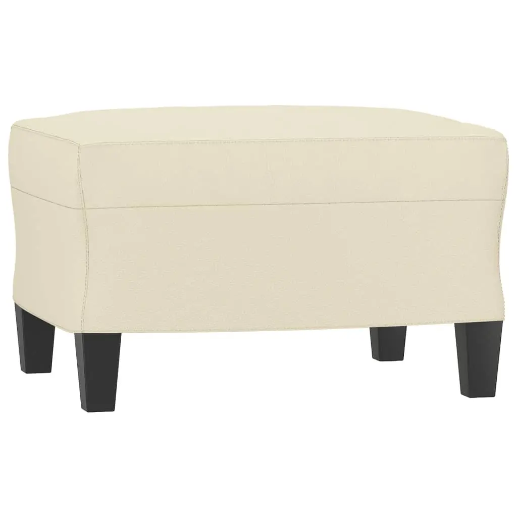 Faux Leather Sofa Chair Cream Compact Armchair with Footstool Modern Lounge Seat for Relaxing